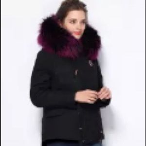 Women Winter Jacket Thick Warm Coat Parkas Real Raccoon Fur Collar Hooded Rabbit
